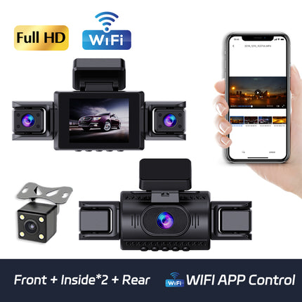 XC402 Dash cam Hot-selling 3-inch screen, 4-channel WiFi dashcam with built-in WiFi loop recording and 1080P night vision car DVR camera.
