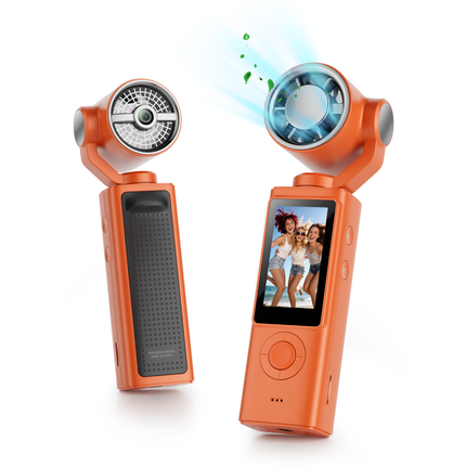 2 in 1 Handheld Action Camera With Fan 180 Rotatable Lens Anti Shake Recording Outdoor Sports Travel Vlogging Mini Pocket Camera