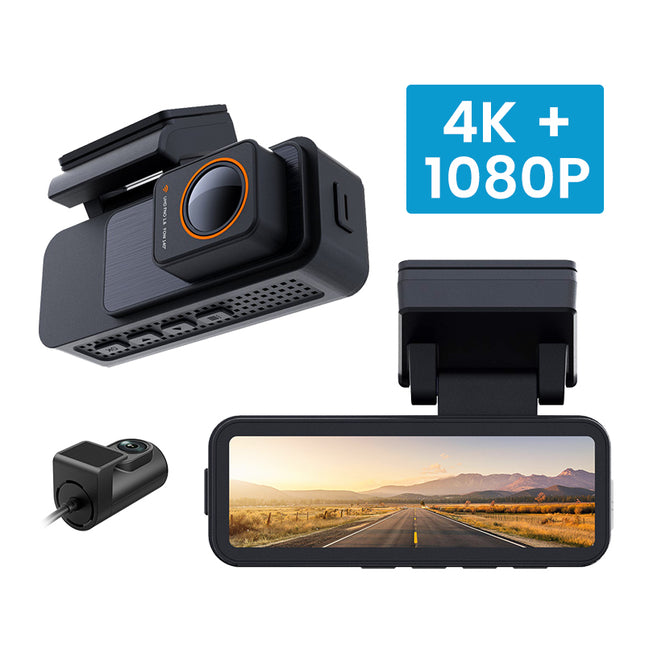 4K 1080P 3-Inch WiFi GPS Night Vision Dual Cameras Mini Hidden Car DVR Dash Cam Front/Rear AHD Parking Video Recorder IPS Touch