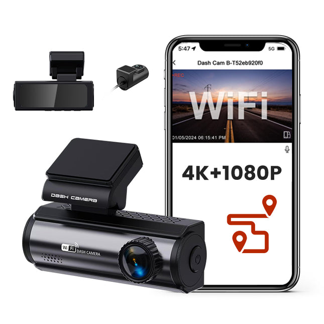Ultra-Clear 4K Starlight Night Vision Dual-Lens Car DVR Front Rear Recording Wi-Fi Connectivity Mobile Phone Linkage IPS Screen