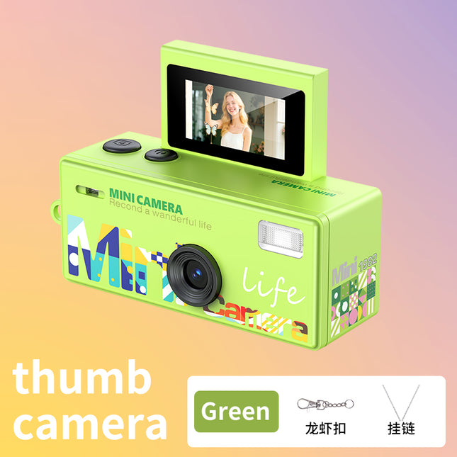 0.96 Inch 180° Flip Screen Mini Keychain Camera 1080P Mini Retro Pocket Cam Collectible Vintage Camera Gift for Travel Camp Snap