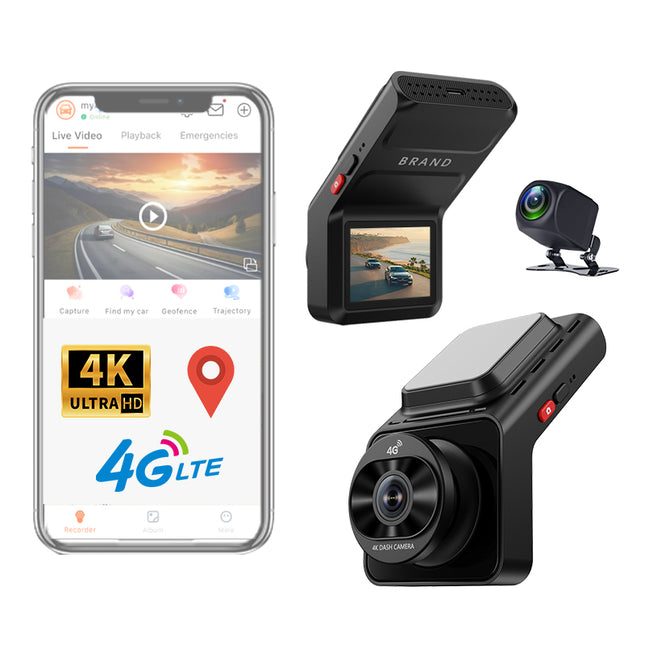 K26 front and rear dash cam, high-definition 4K recording, 4G product, remote viewing capability, high-quality dual-recording dashcam.