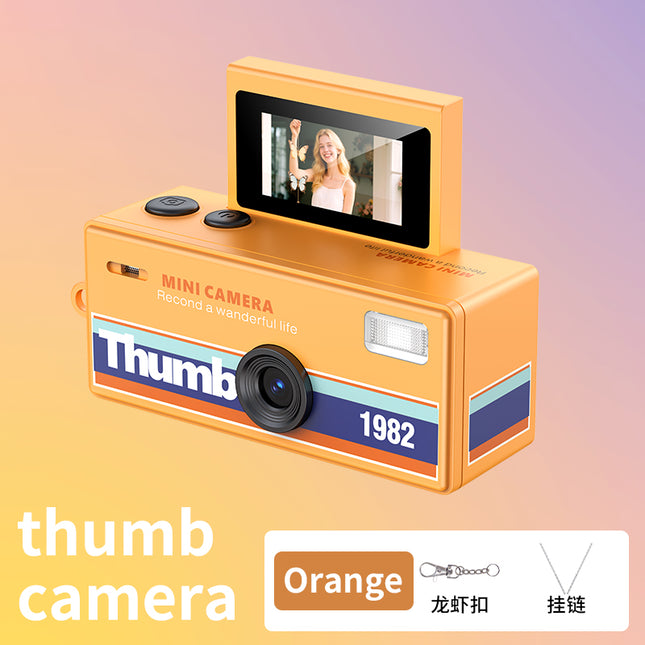 0.96 Inch 180° Flip Screen Mini Keychain Camera 1080P Mini Retro Pocket Cam Collectible Vintage Camera Gift for Travel Camp Snap