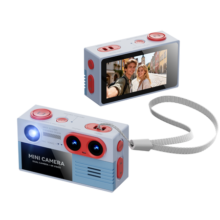 Retro 4K Mini Keychain Camera Dual Lens Children Camera Compact Size Mini Thumb Camera Small Camcorder with Built-in Fill Light