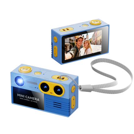 Retro 4K Mini Keychain Camera Dual Lens Children Camera Compact Size Mini Thumb Camera Small Camcorder with Built-in Fill Light