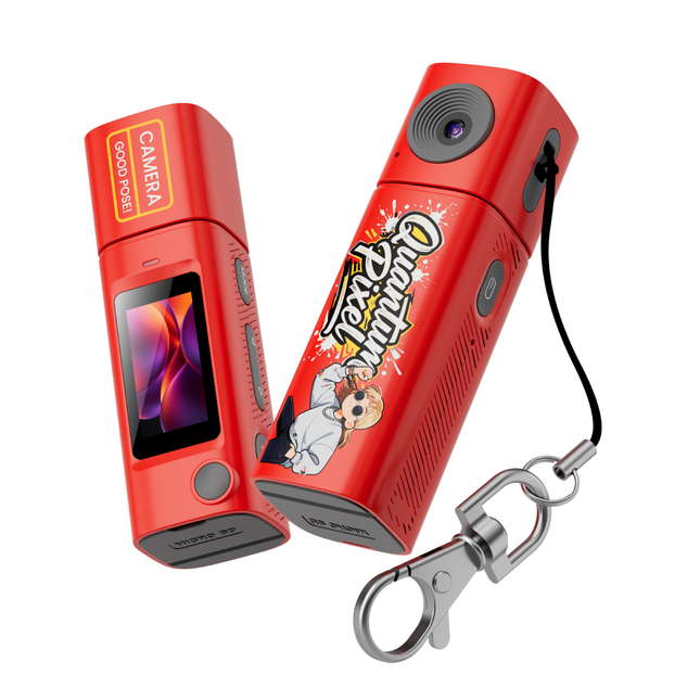 Innovative Lipstick Design Mini Keychain Camera 2K HD Recording 230° Rotation Lens Thumb Camera Youth Series for Kids Student