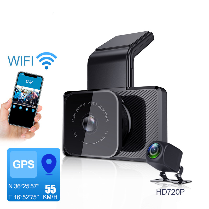 3.0 Inch WiFi Dual Lens Dash Cam HD Live View Driving Recorder Car Camera Dual Cam Featured Image