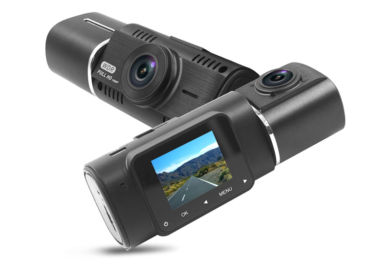 Dual Channel FHD 1080P video 1.5 inch front and inner gps tracker car dash camera