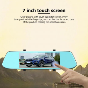 7 inch touch screen dual lens camera night vision rearview mirror dash cam