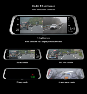 10 inch stream view mirror DVR  170°  GPS navigation ADAS car dash camera