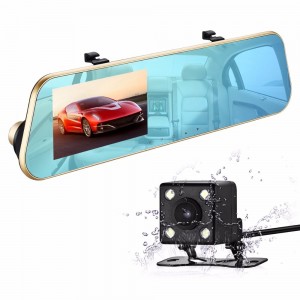 Yikoo OEM espejo retrovisor camara Hd 1080P wide angle car video Dvr 4.3 inch screen Rear view car mirror Camera
