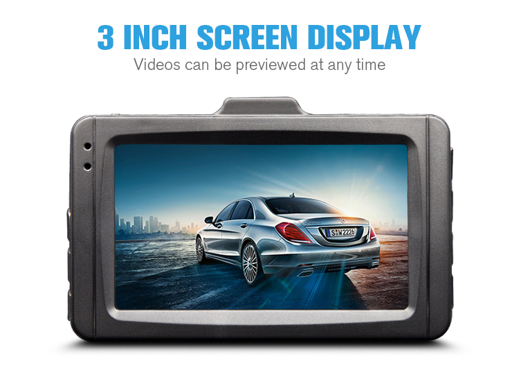 140D 3.0 inch screen G-sensor loop recorder dual lens dash camera for cars