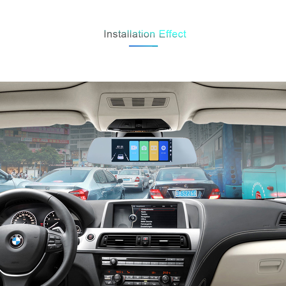 Full hd 1080P 7.0 Inch IPS touch screen dual lens rear view mirror monitor car dash cam