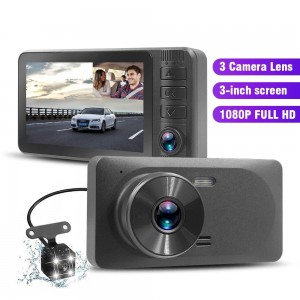 3.0 Inch IPS Car DVR 3 Cameras Lens Dash Camera Dual Lens With Rearview Camera Auto Registrator Dvrs Night Vision Recorder