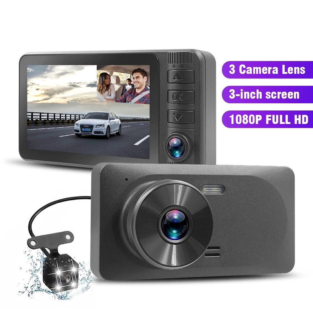 Reasonable price Car Camera Black Box -
 3.0 Inch IPS Car DVR 3 Cameras Lens Dash Camera Dual Lens With Rearview Camera Auto Registrator Dvrs Night Vision Recorder – Yikoo