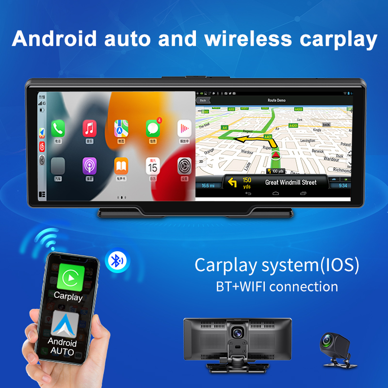 New 2K+1080P 10inch android carplay WIFI GPS navigation Dashcam Featured Image