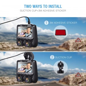 Newest 2.0 inch Novatek 96663 dash cam 360 degree car black box dual camera