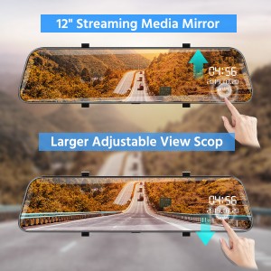 Car Dvr Full HD 1080P Stream Media RearView Mirror 12 Inch DashCam Night Vision Car Camera Dual Lens Auto Registrar