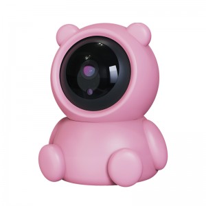 Cute Pink Bear HD Indoor AI Smart Surveillance Camera Automatic Tracking Wireless Baby Monitor With Two Way Voice
